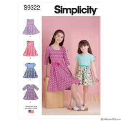 Simplicity Pattern S9322 Children's & Girls' Pullover Dresses