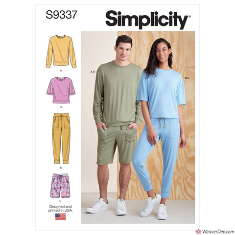 Simplicity Pattern S9337 Unisex Knits Only Tops, Pants & Shorts