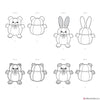 Simplicity Pattern S9361 Plush Bear, Bunny, Kitten & Pup