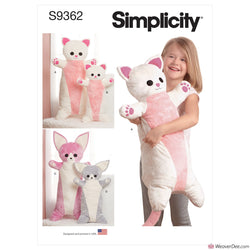 Simplicity Pattern S9362 Animal Plush Body Pillows