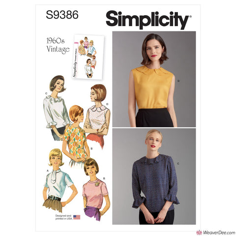 Simplicity Pattern S9386 Misses' Blouses - Vintage 1960s