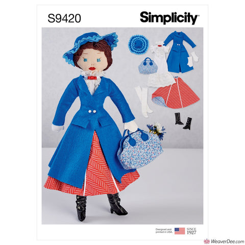 Simplicity Pattern S9420 Mary Poppins 17" Stuffed Doll & Clothes