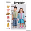 Simplicity Pattern S9485 Toddlers' Knit Top, Jacket, Vest, Skirt & Trousers