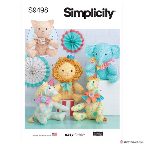 Simplicity Pattern S9498 Plush Animals - Easy