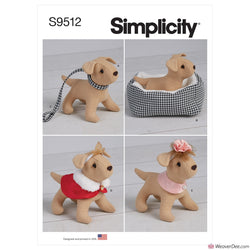 Simplicity Pattern S9512 Soft 6" Dog & Accessories for 18" Doll