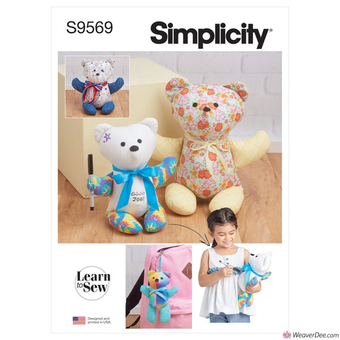 Simplicity Pattern S9569 Plush Memory Bears - Learn to Sew