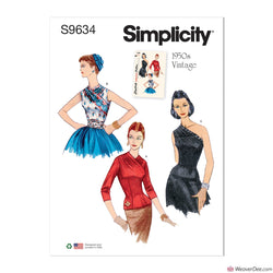 Simplicity Pattern S9634 Vintage 1950s Blouses & Cummerbund