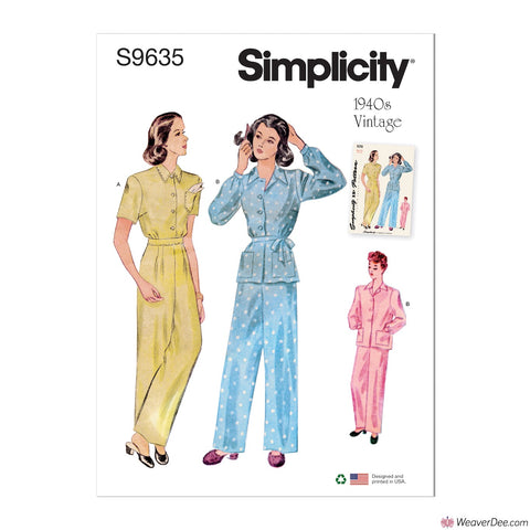 Simplicity Pattern S9635 Vintage 1940s Lounge Top & Pants