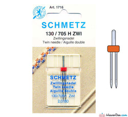 Schmetz - 2mm Twin Machine Needle - Size 80 - WeaverDee.com Sewing & Crafts - 1