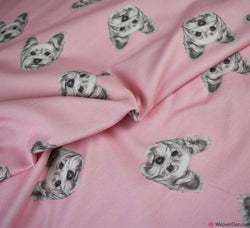 LIMITED STOCK John Louden French Terry Fabric - Digital Print  - Scotty Dog Pink