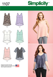 Simplicity - S1107 Misses' Tops with Fabric Variations - WeaverDee.com Sewing & Crafts - 1
