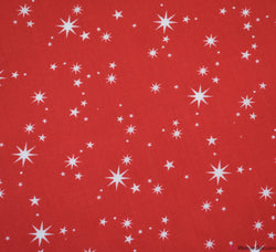 Polycotton Fabric - Christmas Starry Sky Red
