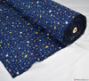 Cotton Blend Winceyette Fabric - Star Sparkle - Navy Blue