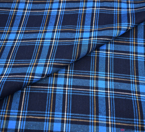 Cotton Blend Tartan Fabric (Lightly Brushed) Turquoise