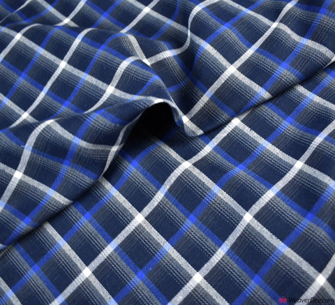 Cotton Blend Tartan Fabric (Lightly Brushed) Royal Blue