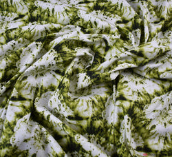 Tie Dye Cotton Fabric - Green Spirals