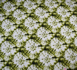 Tie Dye Cotton Fabric - Green Spirals