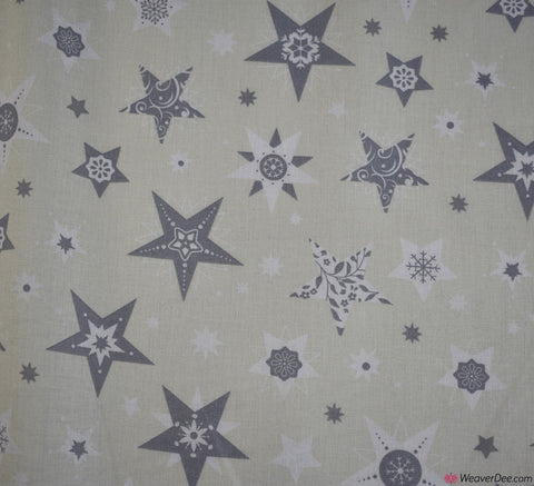Christmas Cotton Fabric - Twinkle Stars & Snowflakes Ivory