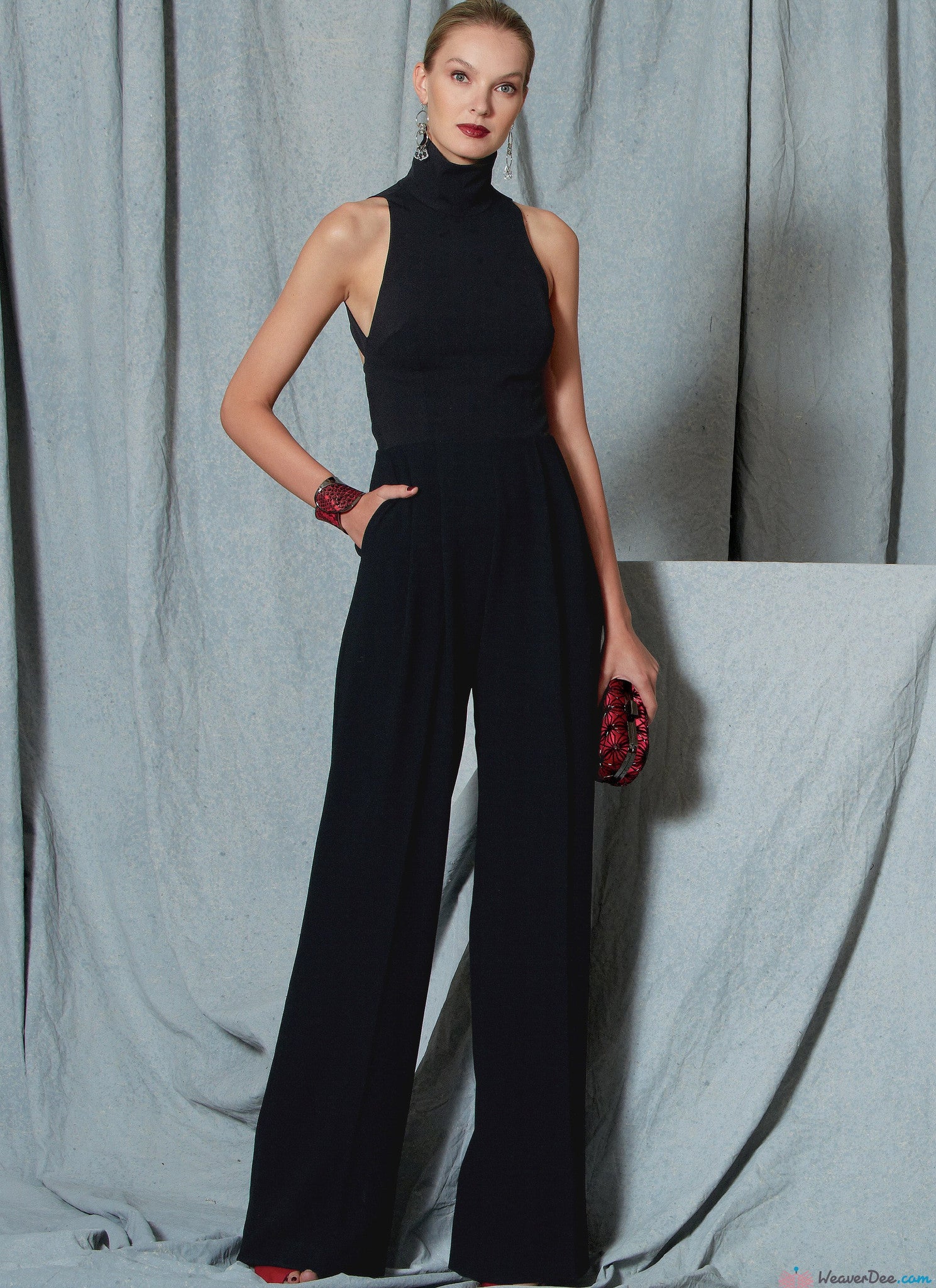 Vogue Pattern: V1524 Misses' Open-Back, Belted Jumpsuit – WeaverDee.com