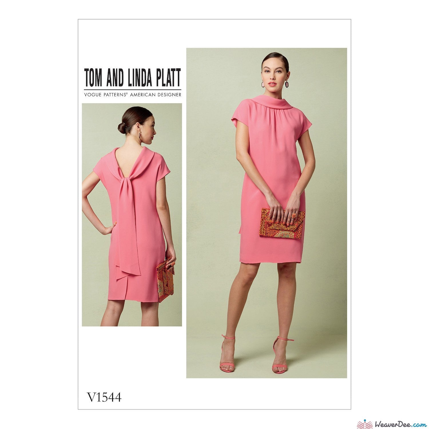 Vogue Pattern: V1544 Misses' Lined Shift Dress With Back Drop-Collar & Tie WeaverDee.com Vogue Pattern: V1544 Misses' Lined Shift Dress With Back Drop-Collar & Tie WeaverDee.com