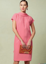 Vogue Pattern V1544 Misses' Lined Shift Dress With Back Drop-Collar & Tie