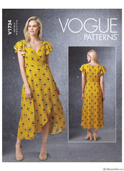 Vogue Pattern V1734 Misses' Wrap Dresses with Ties, Sleeve & Length Variations