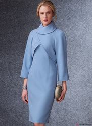 Vogue Pattern V1736 Misses' Lined Raglan-Sleeve Jacket & Funnel-Neck Dress