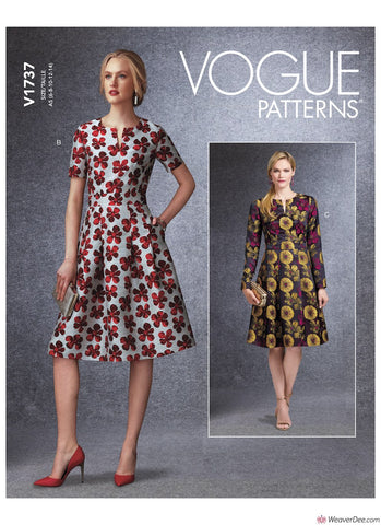 Vogue Pattern V1737 Misses' Fit-And-Flare Dresses with Waistband & Pockets