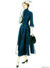 Vogue Pattern V1738 Vintage 1940s Misses' Wide-Collar, Fit-and-Flare Dress