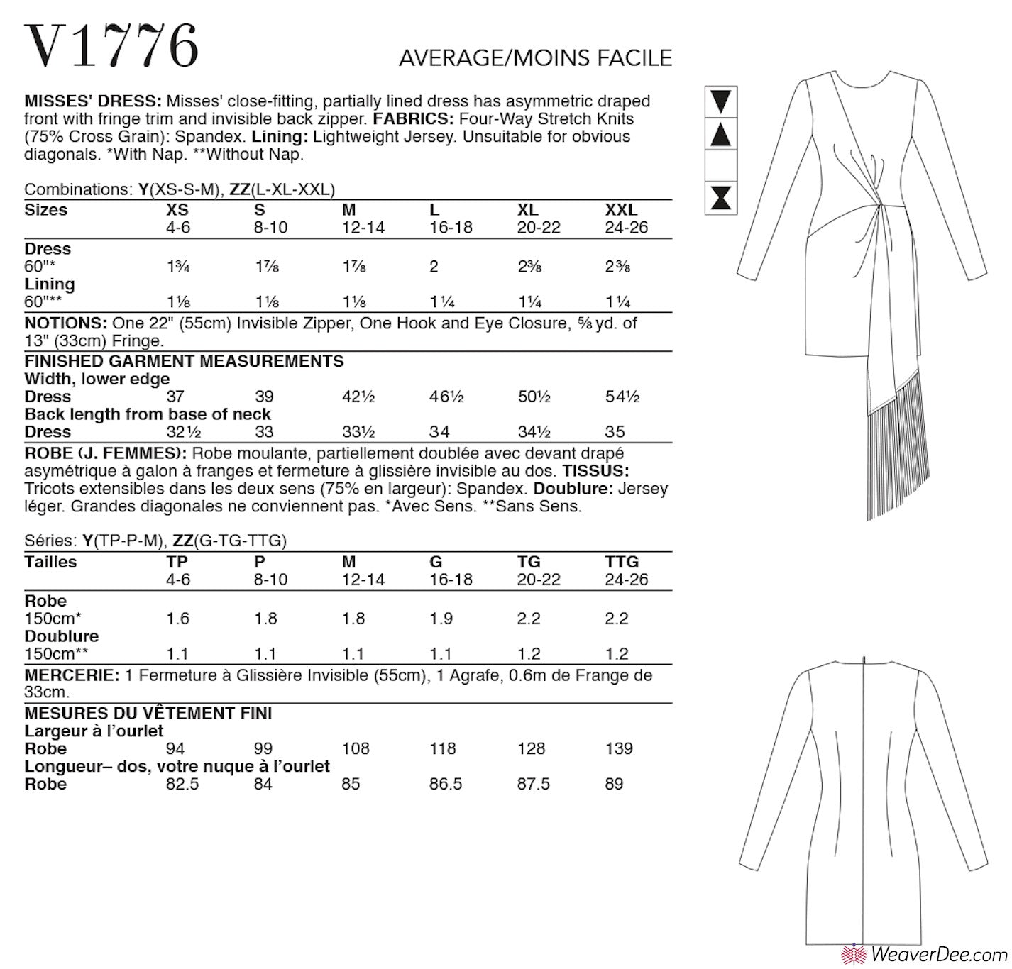Vogue Pattern V1776 Misses' Dress – WeaverDee.com