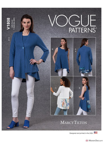 Vogue Pattern V1808 Misses' Cardigan & Tunics