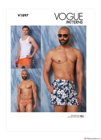 Vogue Pattern V1897 Men's Tank Top + Swim Shorts / Trunks