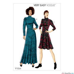 Vogue Pattern V9264 Misses'/ Misses' Petite Knit, Fit-&-Flare Dresses