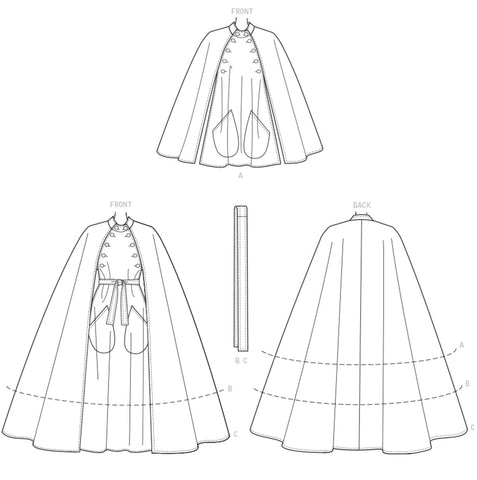 Vogue Pattern: V9288 Misses' Cape With High Collar, Pockets & Belt ...