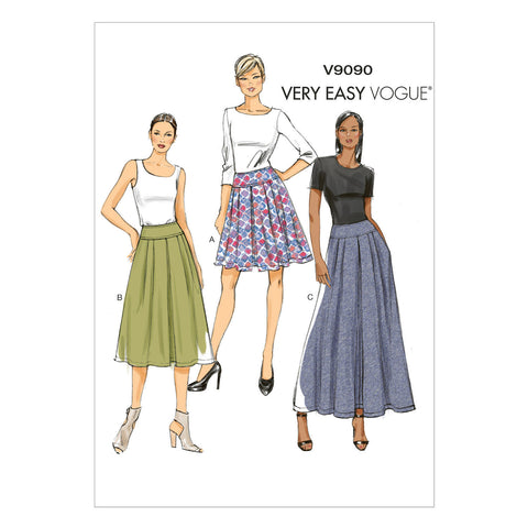 Vogue Pattern: V9090 Misses' Pleated Skirt in 3 Lengths – WeaverDee.com