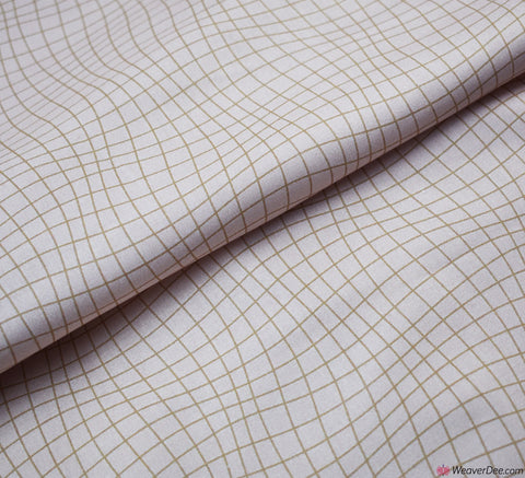 Wavy Grid Cotton Fabric - Beige