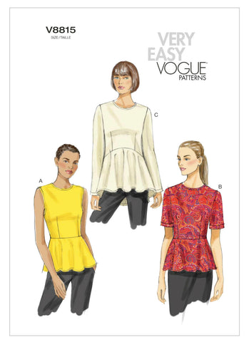 Vogue Pattern V8815 Misses' Peplum Tops