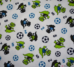 Cotton Winceyette Fabric - Dino Football