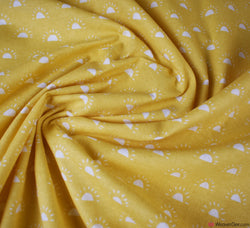 Cotton Blend Winceyette Fabric - Doodle Sunset - Light Mustard