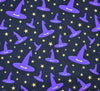 Polycotton Fabric - Witches Hats Black