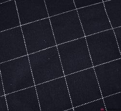 Wool Blend Fabric - Dark Navy - White Stitch Check
