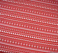 Polycotton Fabric - Christmas Nordic Stripe Red