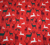 Polycotton Fabric - Christmas Reindeers Red
