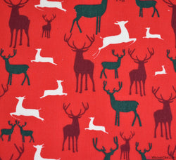 Polycotton Fabric - Christmas Reindeers Red