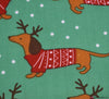 Polycotton Fabric - Christmas Sausage Dog Green