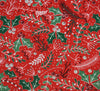 Polycotton Fabric - Very Berry Christmas Holly - Red
