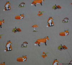 Premier Print Polycotton Fabric - Acorn Fox Silver