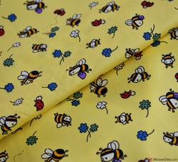 Rose & Hubble Cotton Poplin Fabric - Bees and Petals Yellow