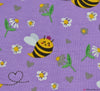 Cotton Jersey Fabric - Buzzy Bees Lilac
