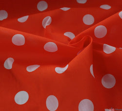 WeaverDee - Poly Cotton Fabric - Candy Spot White on Orange - WeaverDee.com Sewing & Crafts - 1